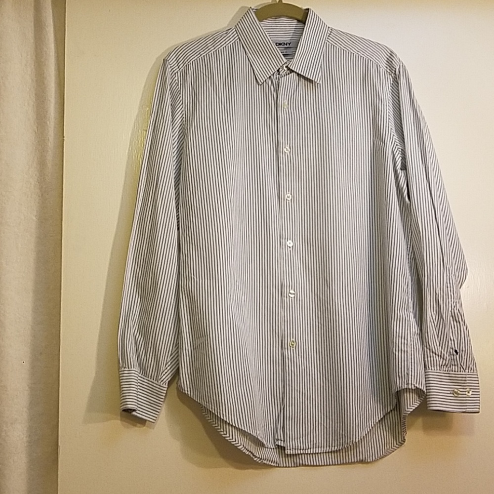 Final DKNY Blue Striped Dress Shirt 15 1/2-32/33